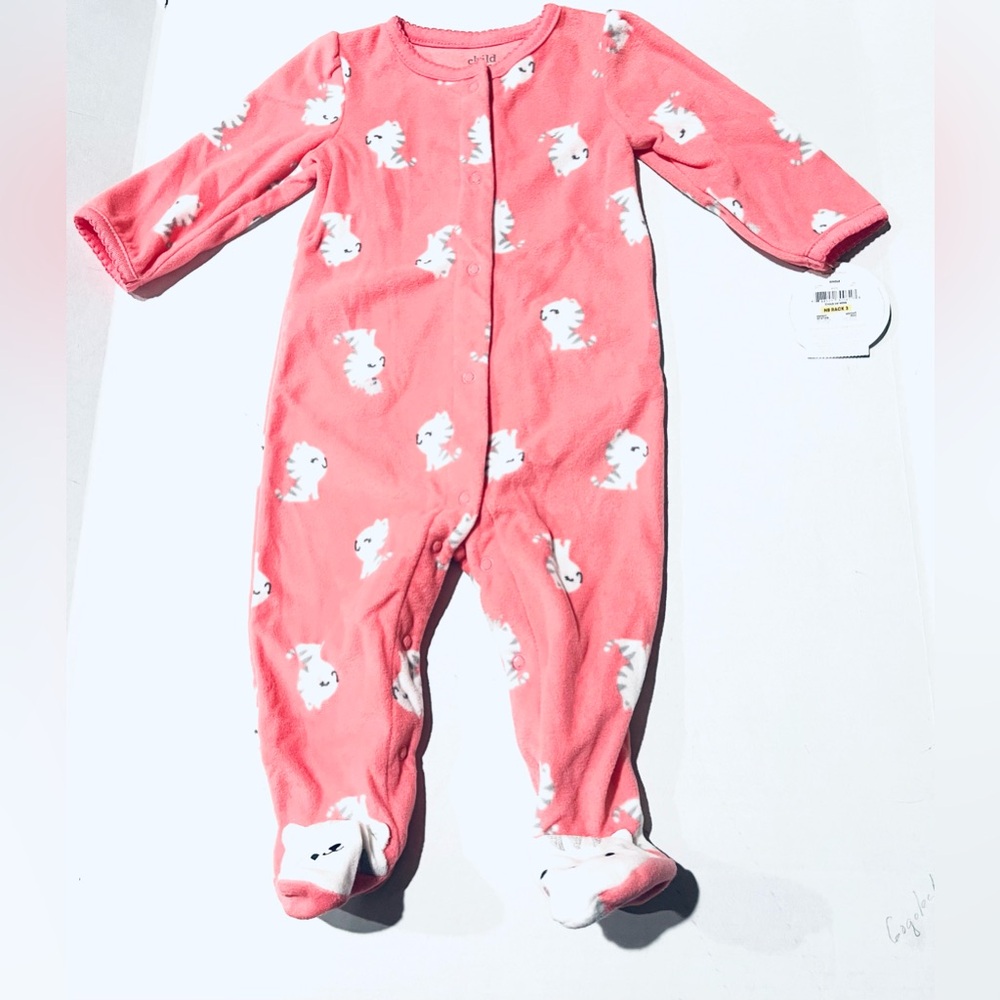 Carter's Child of Mine  Pink Footed One Piece Pajama Animal Print     6-9 Months